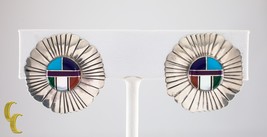 Argent Sterling Lapidaire Incrustation Sunburst avec Clip Oreilles Magni... - $4,727.47 MXN