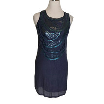 MM Couture Miss Me Dress Womens Small Blue Sleeveless Sequin Embellished Sheath - £18.18 GBP