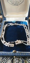 Vintage 1960 Sterling Silver 925 Figaro Link Chain Bracelet 13 gram - £68.88 GBP