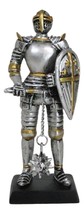 Medieval Valiant Knight Suit Of Armor Morning Star Club And Shield Mini Figurine - £14.38 GBP