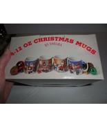 Set of 4 Sakura 12 oz  Christmas Mugs by Sue Zipkin 1994 IOB - $14.80
