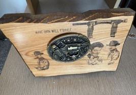 belt buckle display stand \Wooden display / Hand made / have gun  theme - $52.25