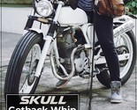 Motorcycle Whip Leather  Biker Whip Get Back whip Metal Skulls 42&quot; BLACK... - $22.43