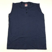 Alleson Athletic Tank Top Womens S Navy Blue 2 Button Henley 50/50 Crew DR - £7.47 GBP
