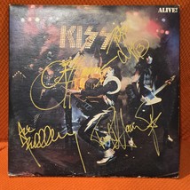 Ace Frehley Kiss signed lp Alive blue label, 4 members, Original, Vintag... - $350.00