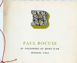 Paul Bocuse Menu Cover Collonges au Mont d&#39;Or France 3 Michelin Stars Old Recipe - £45.89 GBP