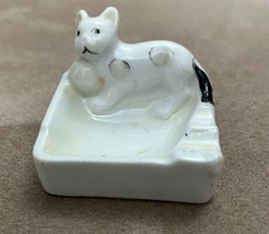 Vintage Personal Porcelain Ashtray With White &amp; Black Cat *Kitten* | RARE FIND! - £19.68 GBP