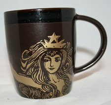 Starbucks Coffee 2012 New Bone China Mermaid Coffee Tea Mug Cup Brown Gold  - £23.86 GBP