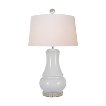 Beautiful White Porcelain Vase Clear Base Table Lamp 30&quot; - £227.07 GBP