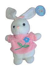 K&amp;K Plush Bunny Buddies Beanie Rabbit 7&quot; White With Pink Shirt Easter Toy - £7.06 GBP