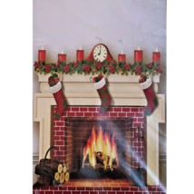 Christmas Fireplace Stockings WALL DOOR COVER Holiday Poster Party Decor... - $71.65 MXN
