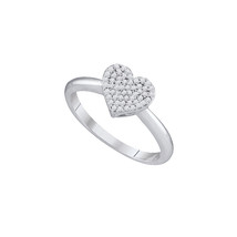 10kt White Gold Womens Round Diamond Heart Fashion Ring 1/6 Cttw - £179.40 GBP