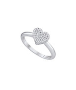 10kt White Gold Womens Round Diamond Heart Fashion Ring 1/6 Cttw - £193.47 GBP