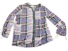 Style &amp; Co Women&#39;s Plaid Long Sleeve Button Up Shirt Size M - £15.65 GBP