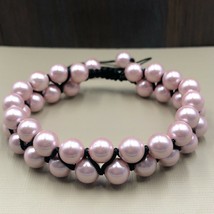 Pink Shell Pearl 8x8 mm Beads Stretch 2 Strand Thread Bracelet 2TB-91 - £12.72 GBP