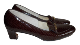 Naturalizer SNAKE Reptile Print Brown Leather Pump Heels Loafer Women 8A... - $39.99