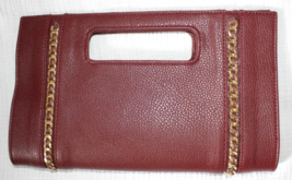 Charming Charlie Dark Red With Gold Chain Accents Clutch 00121043 - £7.49 GBP