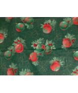 Cranston Print Works 3 yd Fabric Remnant Red &amp; Green Ball Ornaments  - £18.74 GBP