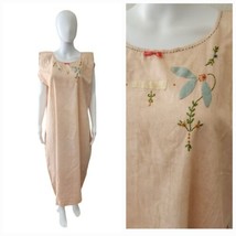Antique 1920s Deco Cotton/Linen  Floral Embroidered Nightgown - $113.85