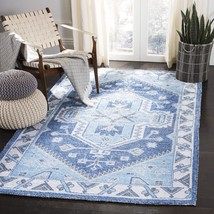 SAFAVIEH Saffron Collection 3&#39; x 5&#39; Blue/Ivory SFN549M Handmade Boho Chic Distre - $74.99