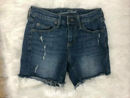 Universal Thread Women&#39;s Size 00 / 24 Distressed Raw Hem Blue Jean Shorts, EUC - £7.07 GBP