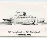 Cunard NAC Vistafjord Sagafjord Souvenir Photo in Folder 1980&#39;s - $17.82
