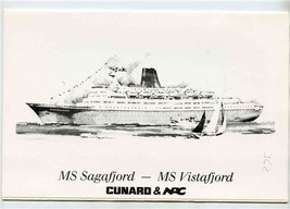 Cunard NAC Vistafjord Sagafjord Souvenir Photo in Folder 1980&#39;s - $17.82