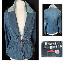 NWOT ANTHROPOLOGIE DISTRESSED DENIM JACKET ANORAK by HOLDING HORSES S - £47.95 GBP