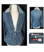 NWOT ANTHROPOLOGIE DISTRESSED DENIM JACKET ANORAK by HOLDING HORSES S - £47.95 GBP