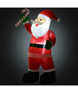 8 Ft. Pre-Lit LED Santa Claus with Candy Cane Christmas Inflatable with ... - $1,216.55 MXN