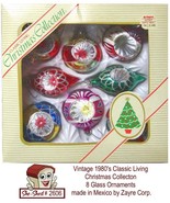 Zarye Classic Living Christmas Collection 8 Glass Ornaments w/box - £15.68 GBP