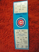 MLB 1995 Chicago Cubs Ticket Stub Vs. Cincinnati Reds 4/11/95 - £2.81 GBP
