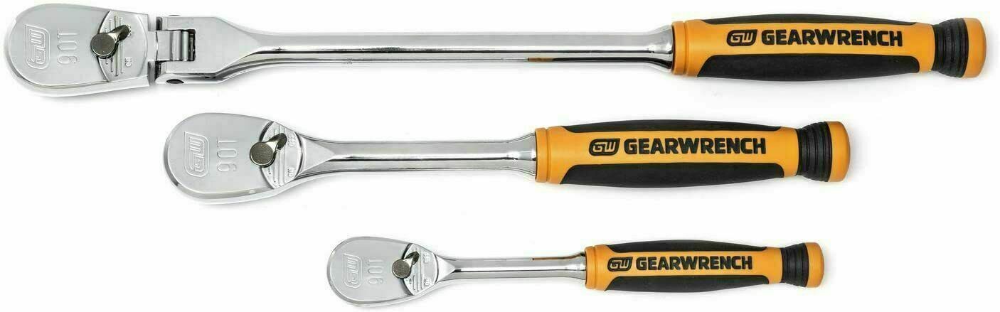 GearWrench 81203T 3 Pc 1/4" 3/8" Drive Mixed Ratchet Set, 90 Tooth Cushion Grip - $230.99
