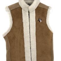 VTG Rods Womens Faux Suede Sherpa Embroidered Horses Vest Size Medium Co... - $59.39