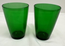TWO ANCHOR HOCKING GLASS MCM FOREST GREEN 8 oz. FLAT BASE TUMBLER Lot Of 2 - $19.75