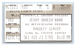 Jerry Garcia Band Concert Ticket Stub November 23 1991 Chicago Illinois - £27.25 GBP