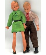 Vintage Caco Dolls Dad Mom Set 2 Dollhouse Couple Thread Wrapped Bendabl... - $23.35 CAD