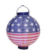 2 USA Patriotic Flag Lanterns LED Light 8 Inches Diameter NEW Patio Deco... - €9,83 EUR