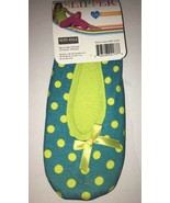 blue Star fashion ballerina house slipper-L/XL SZ 9-11 -blue w yellow po... - $26.50
