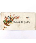 C1900s Victorian Business Card Harold Smith Lithograph Small 3.5 x 1.75&quot;... - $34.16 CAD