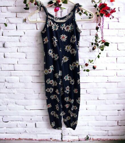 Primary image for Hanna Andersson Jumpsuit Romper Size 6-7 120cm Floral Sleeveless Navy Daisies