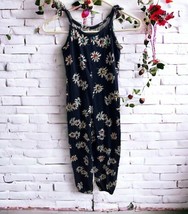 Hanna Andersson Jumpsuit Romper Size 6-7 120cm Floral Sleeveless Navy Daisies - £18.19 GBP