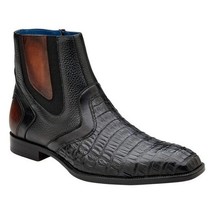 Belvedere Monte Genuine Caiman Crocodile Italian Leather Zipper Boot Black R102 image 9