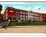 East Intermediate School Jackson Michigan MI Linen Postcard V20 - $2.92