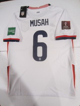 Yunus Musah USA USMNT 2022 World Cup Stadium White Home Soccer Jersey 2021-2022 - £63.94 GBP