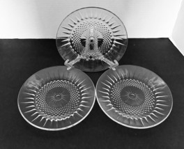 Arcoroc Clear Glass 7 1/2&quot; Salad Plates Diamant Pattern USA Lot of Three - £17.31 GBP