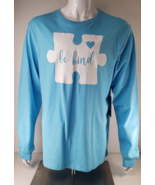 Be Kind Puzzle Piece Autism Awareness X-Large Long Sleeve T-Shirt Sky Bl... - €20,27 EUR