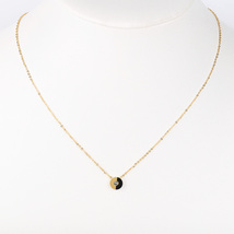 Gold Tone & Jet Black Pendant Necklace With Swarovski Style Crystal - $23.99