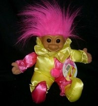 12&quot; Vintage Russ Berrie Troll Clown Pink Yellow Stuffed Animal Plush Toy W Tag - £18.76 GBP