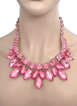 Wedding Guest Pageant Evening Necklace Earrings Brick Pink Acrylic Glass... - $35.15